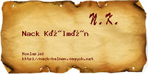 Nack Kálmán névjegykártya